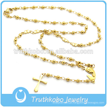 Moda Jóias Religiosas Para Contas de Coração de Aço Inoxidável Colar de Rosário Religioso Com Mary Charme Para Descobertas de Jóias de ouro